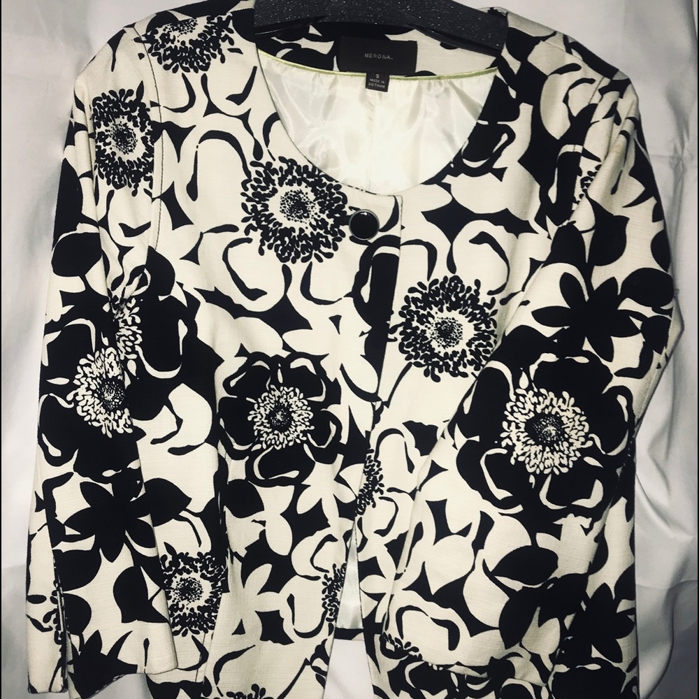NEW! Black and White Floral Merona Jacket/ Skirt!